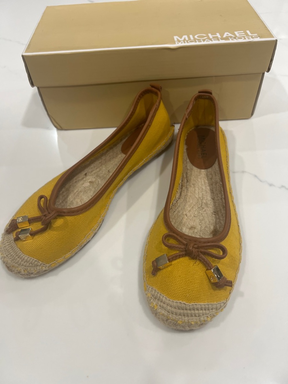 Michael Kors Yellow Canvas Espadrille Ballet Flats size 8